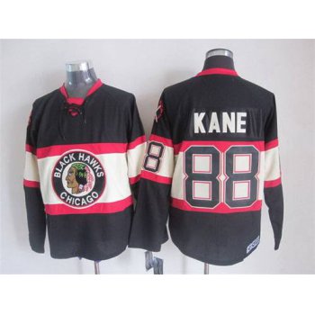 Men's Chicago Blackhawks #88 Patrick Kane Black Third CCM Vintage Throwback Jersey