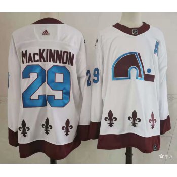 Men's Colorado Avalanche #29 Nathan MacKinnon White Adidas 2020-21 Stitched NHL Jersey