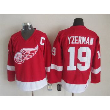 Men's Detroit Red Wings #19 Steve Yzerman Red CCM Vintage Throwback Jersey