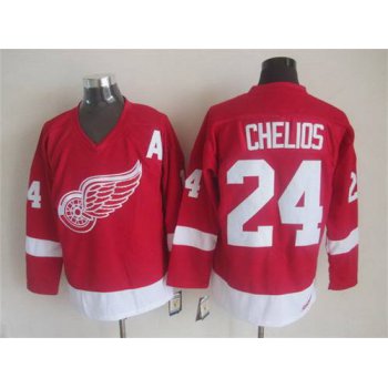 Men's Detroit Red Wings #24 Chris Chelios Red CCM Vintage Throwback Jersey