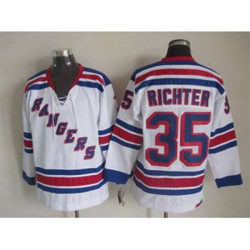 Men's New York Rangers #35 Mike Richter White CCM Vintage Throwback Jersey