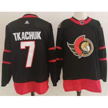 Men's Ottawa Senators #7 Brady Tkachuk Black Adidas 2020-21 Stitched NHL Jersey