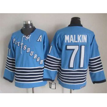 Men's Pittsburgh Penguins #71 Evgeni Malkin 1967-68 Light Blue CCM Vintage Throwback Jersey