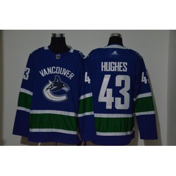 Men's Vancouver Canucks #43 Quinn Hughes Blue Adidas Stitched NHL Jersey