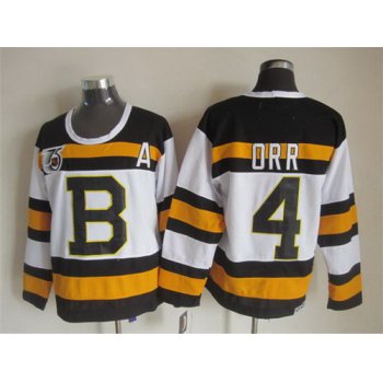 Boston Bruins #4 Bobby Orr White 75TH Throwback CCM Jersey