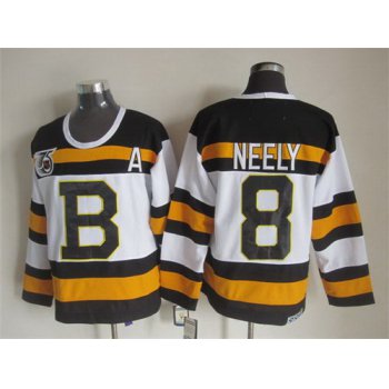 Boston Bruins #8 Cam Neely White 75TH Throwback CCM Jersey