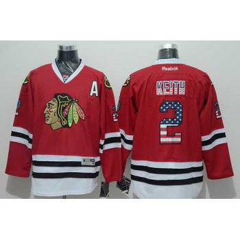 Chicago Blackhawks #2 Duncan Keith USA Flag Fashion Red Jersey