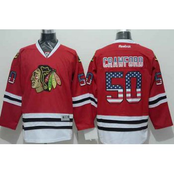 Chicago Blackhawks #50 Corey Crawford USA Flag Fashion Red Jersey