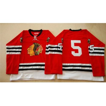 Chicago Blackhawks #5 David Rundblad 1960-61 Red Vintage Jersey