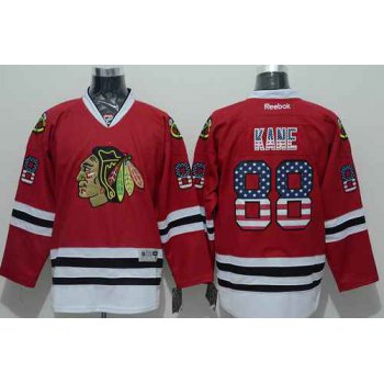 Chicago Blackhawks #88 Patrick Kane USA Flag Fashion Red Jersey