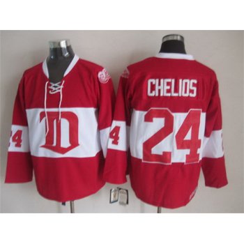 Detroit Red Wings #24 Chris Chelios Red Winter Classic Throwback CCM Jersey