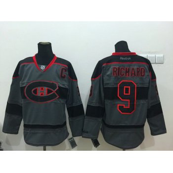 Montreal Canadiens #9 Maurice Richard Charcoal Gray Jersey