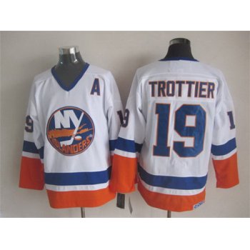 New York Islanders #19 Bryan Trottier White Throwback CCM Jersey