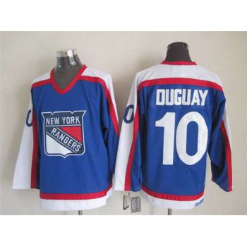 New York Rangers #10 Ron Duguay Light Blue With White CCM Vintage Throwback Jersey