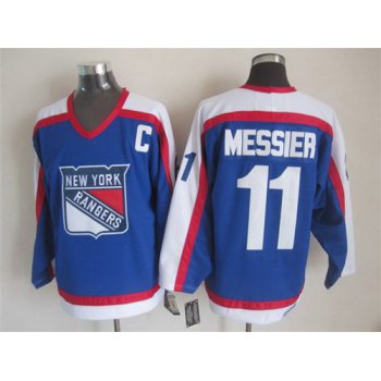 New York Rangers #11 Mark Messier Light Blue With White Throwback CCM Jersey