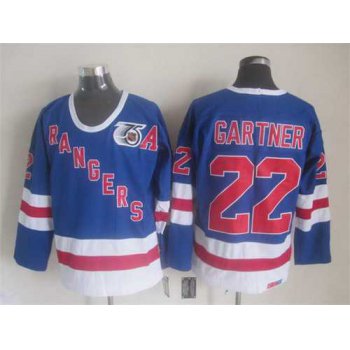 New York Rangers #22 Mike Gartner Light Blue 75TH CCM Vintage Throwback Jersey