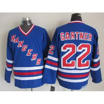 New York Rangers #22 Mike Gartner Light Blue CCM Vintage Throwback Jersey