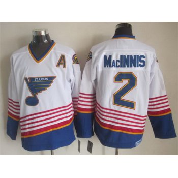 St. Louis Blues #2 Al MacInnis 1995 White Throwback CCM Jersey