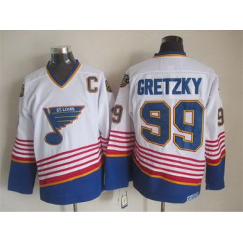 St. Louis Blues #99 Wayne Gretzky 1995 White Throwback CCM Jersey