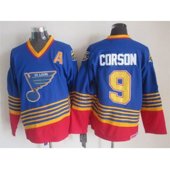 St. Louis Blues #9 Shayne Corson 1995 Blue Throwback CCM Jersey