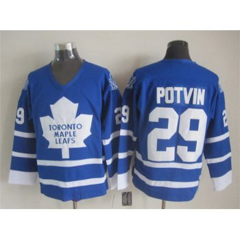 Toronto Maple Leafs #29 Felix Potvin Blue Throwback CCM Jersey