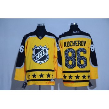 Men's Atlantic Division Tampa Bay Lightning #86 Nikita Kucherov Reebok Yellow 2017 NHL All-Star Stitched Ice Hockey Jersey