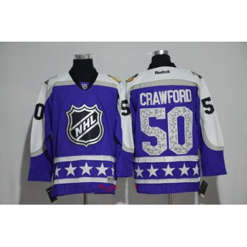 Men's Central Division Chicago Blackhawks #50 Corey Crawford Reebok Purple 2017 NHL All-Star Stitched Ice Hockey Jersey