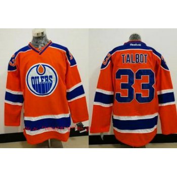 Men's Edmonton Oilers #33 Cam Talbot Orange Stitched NHL Reebok Hockey Jersey