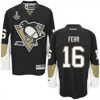 Men's Pittsburgh Penguins #16 Eric Fehr Black Team Color 2017 Stanley Cup NHL Finals Patch Jersey