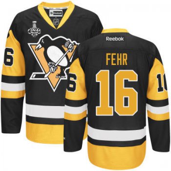 Men's Pittsburgh Penguins #16 Eric Fehr Black Third 2017 Stanley Cup NHL Finals Patch Jersey