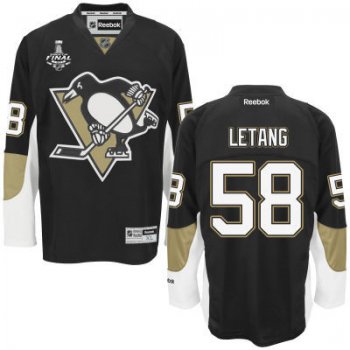 Men's Pittsburgh Penguins #58 Kris Letang Black Team Color 2017 Stanley Cup NHL Finals Patch Jersey