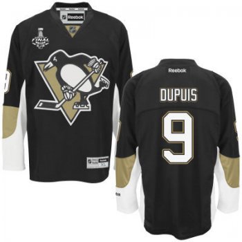 Men's Pittsburgh Penguins #9 Pascal Dupuis Black Team Color 2017 Stanley Cup NHL Finals Patch Jersey