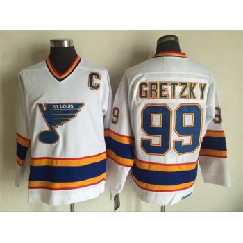 Men's St. Louis Blues #99 Wayne Gretzky 1998-99 White CCM Vintage Throwback Jersey