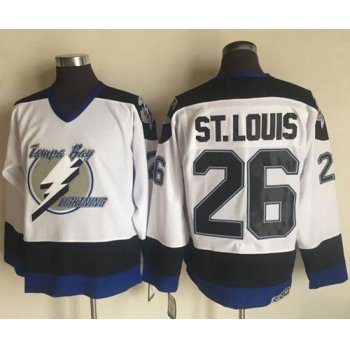 Men's Tampa Bay Lightning #26 Martin St. Louis White 2003-04 Throwback Stitched NHL CCM Vintage Jersey