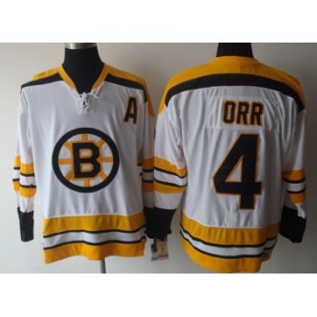 Boston Bruins #4 Bobby Orr White Throwback CCM Jersey