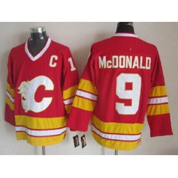 Calgary Flames #9 Lanny McDonald Red Third Throwback CCM Jersey