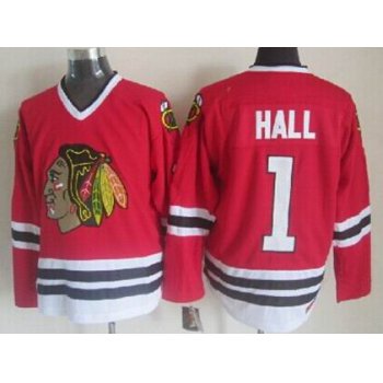 Chicago Blackhawks #1 Glenn Hall Red Throwback CCM Jersey