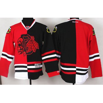 Chicago Blackhawks Blank Red/Black Two Tone With Red Skulls Jersey