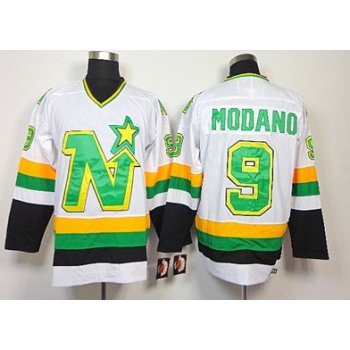 Dallas Stars #9 Mike Modano White Throwback CCM Jersey