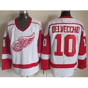 Detroit Red Wings #10 Alex Delvecchio White Throwback CCM Jersey