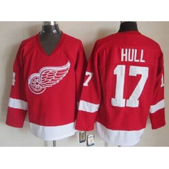 Detroit Red Wings #17 Brett Hull Red Throwback CCM Jersey