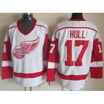 Detroit Red Wings #17 Brett Hull White Throwback CCM Jersey