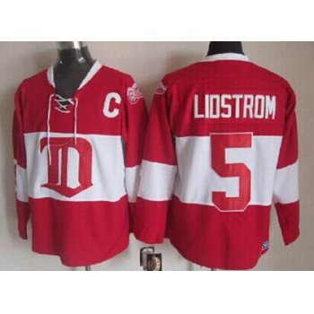 Detroit Red Wings #5 Nicklas Lidstrom Red Winter Classic Throwback CCM Jersey