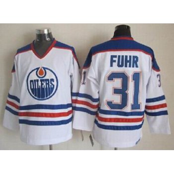 Edmonton Oilers #31 Grant Fuhr White Throwback CCM Jersey