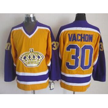 Los Angeles Kings #30 Rogie Vachon Yellow Throwback CCM Jersey