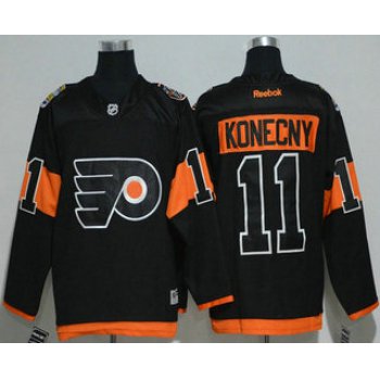 Men's Philadelphia Flyers #11 Travis Konecny Black 2017 Stadium Series Stitched NHL Reebok Hockey Jersey