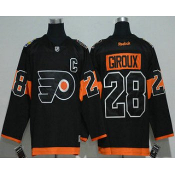 Men's Philadelphia Flyers #28 Claude Giroux Black 2017 Stadium Series Stitched NHL Reebok Hockey Jersey