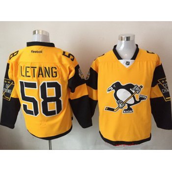 Men's Pittsburgh Penguins #58 Kris Letang Yellow 2017 Stadium Series Stitched NHL Reebok Hockey Jersey