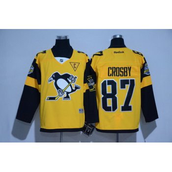 Men's Pittsburgh Penguins #87 Sidney Crosby Yellow 2017 Stadium Series Stitched NHL Reebok Hockey Jersey