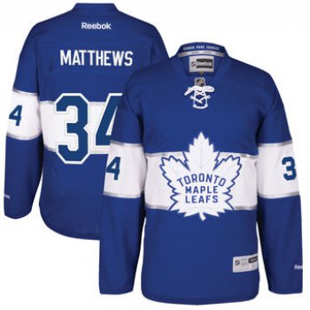 Men's Toronto Maple Leafs #34 Auston Matthews Reebok Blue 2017 Centennial Classic Premier Player Jersey